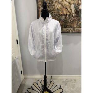 Vintage Wilson Jacket Womens Medium White Lightweight Windbreaker Zip Tennis 80s